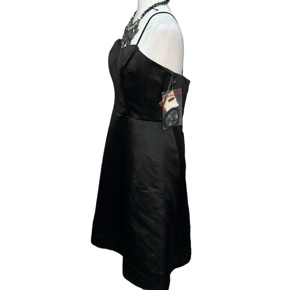 Watters & Watters Satin Fit & Flare Dress Black - Picture 2 of 4